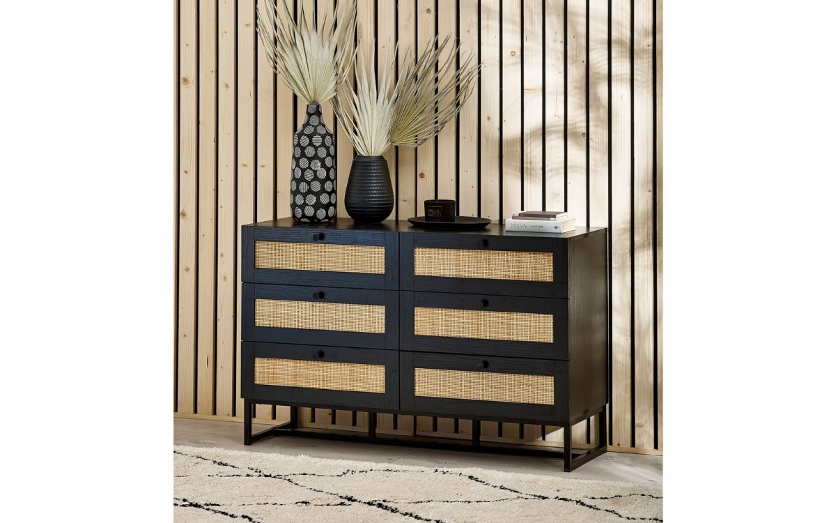 Padstow 6 Drawer Chest - Black