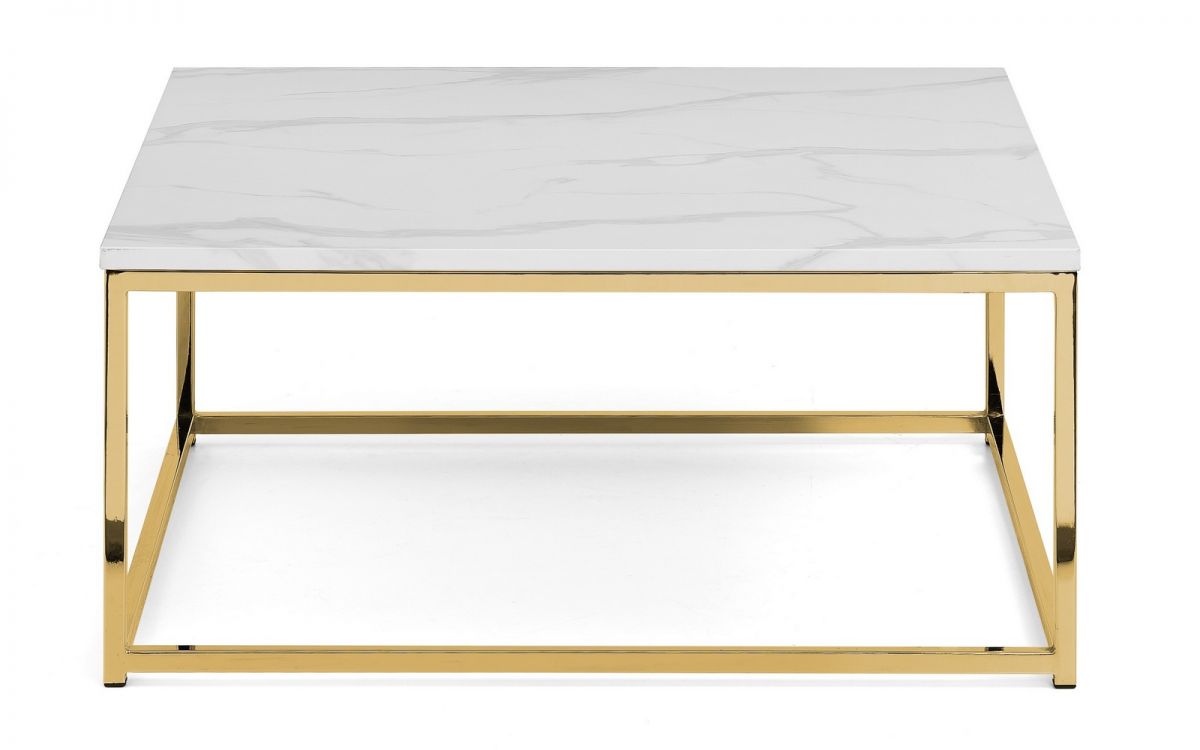 Scala Gold White Marble Top Coffee Table