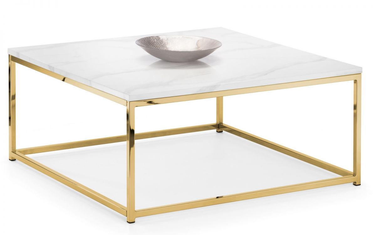 Scala Gold White Marble Top Coffee Table