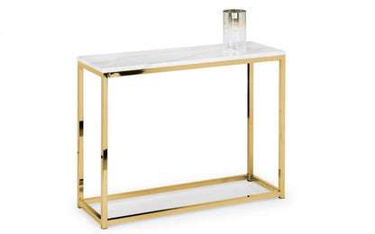 Scala Gold White Marble Top Console Table