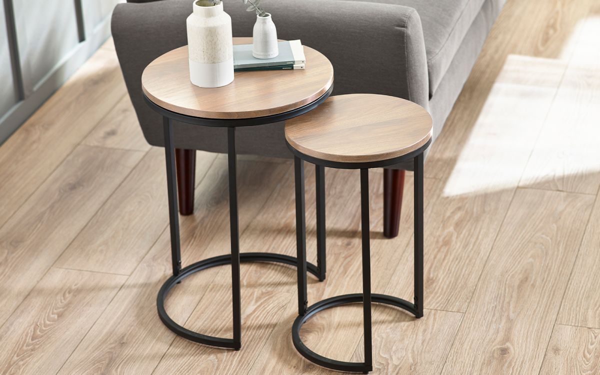 Tribeca Round Nesting Side Tables - Sonoma Oak