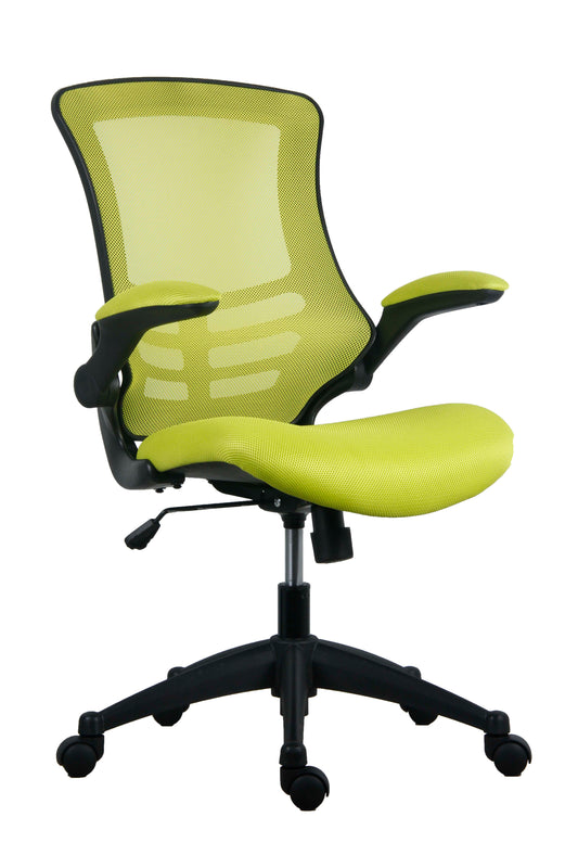 MARLOS MESH BACK OFFICE CHAIR WITH FOLDING ARMS - GREEN