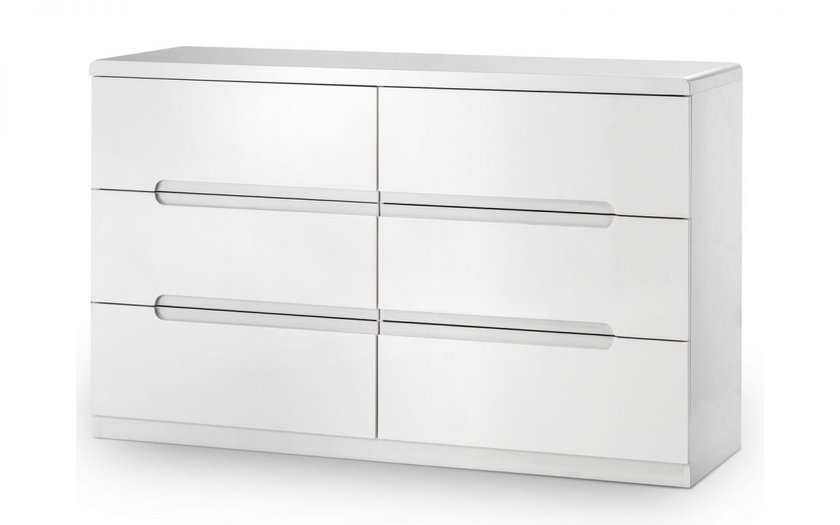 Manhattan 6 Drawer Wide Chest - White