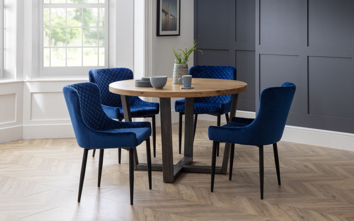 Brooklyn Round & Luxe Blue Dining Set