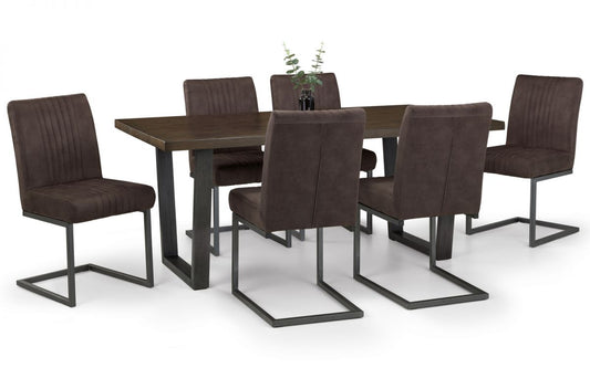 Brooklyn Dining Table Dark Oak & 6 Charcoal Chairs