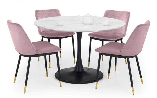 Holland Round Pedestal Table & 4 Delaunay Pink Chairs