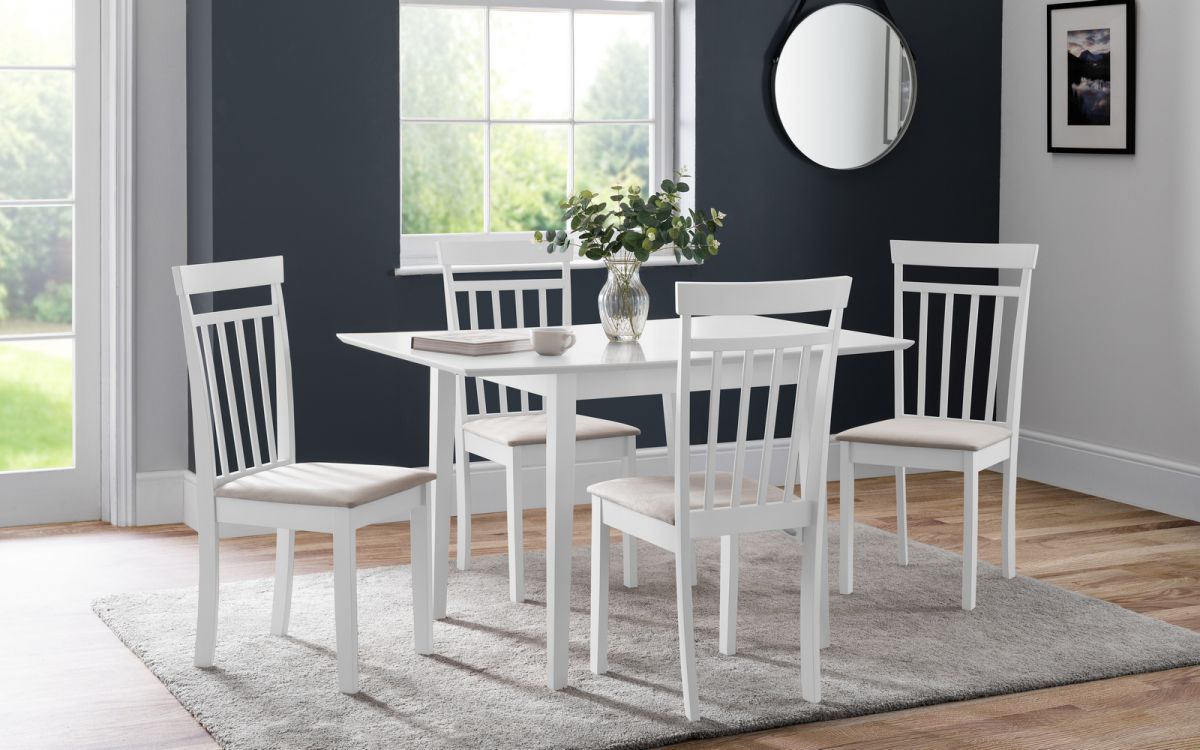 Rufford Dining Table & 4 Coast Chairs - White