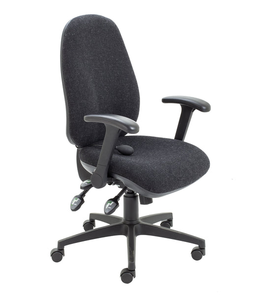MAXI ERGO WITH LUMBAR PUMP + FOLDING ARMS CHARCOAL