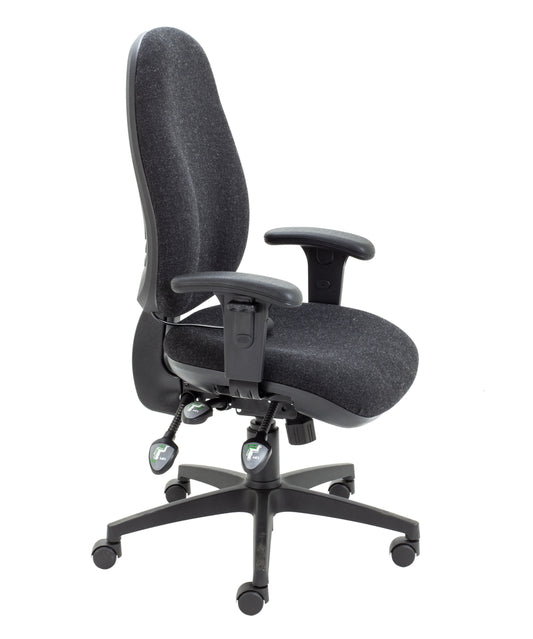 MAXI ERGO WITH LUMBAR PUMP + ADJ ARMS CHARCOAL