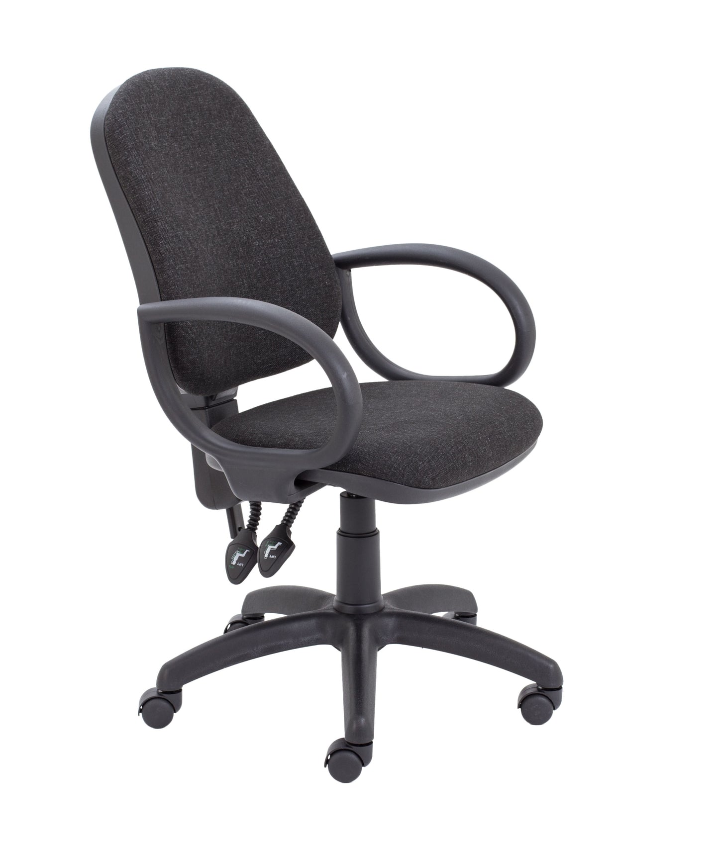 CALYPSO II HIGH BACK OPERATOR CHARCOAL + FIXED ARMS