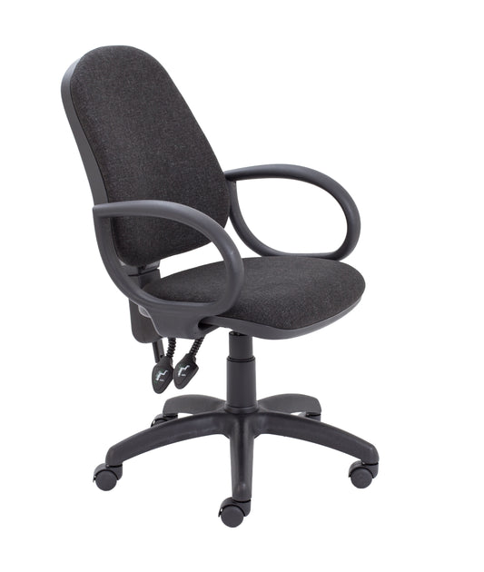 CALYPSO II HIGH BACK OPERATOR CHARCOAL + FIXED ARMS