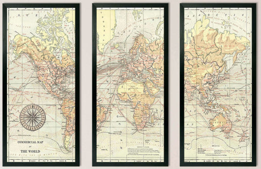 World Map Triptych 9220