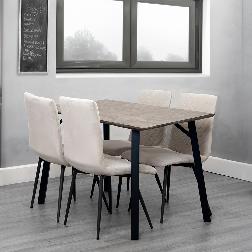 Dining Set - 1.2m Concrete Table & 4 x CH66 Taupe Chairs