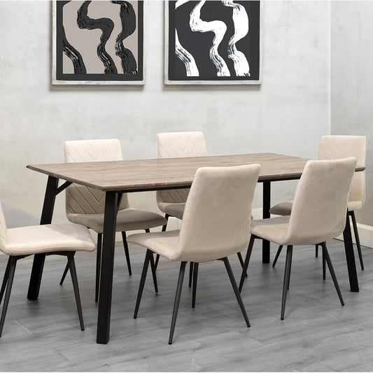 Dining Set - 1.8m Oak Finish Table & 6 x CH66 Taupe Chairs