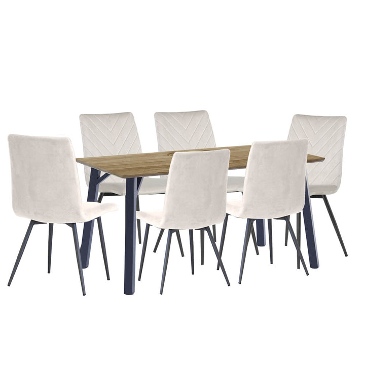 Dining Set - 1.8m Oak Finish Table & 6 x CH66 Taupe Chairs