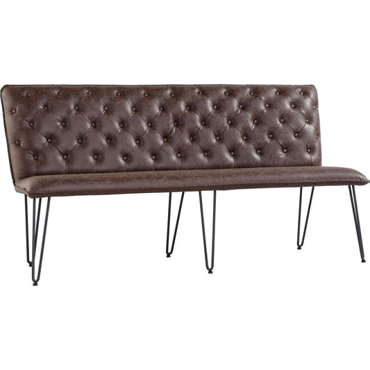 The Chair Collection - Studded back bench 180cm with hairpin legs Brown