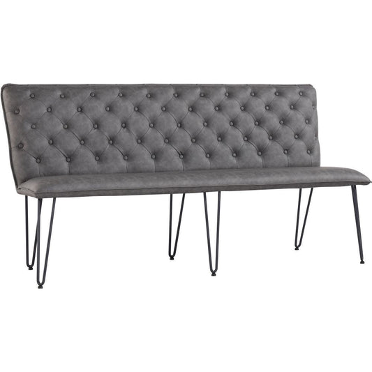 The Chair Collection - Studded back bench 180cm with hairpin legs Grey