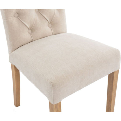 The Chair Collection Button Back Scroll Top Dining Chair - Natural