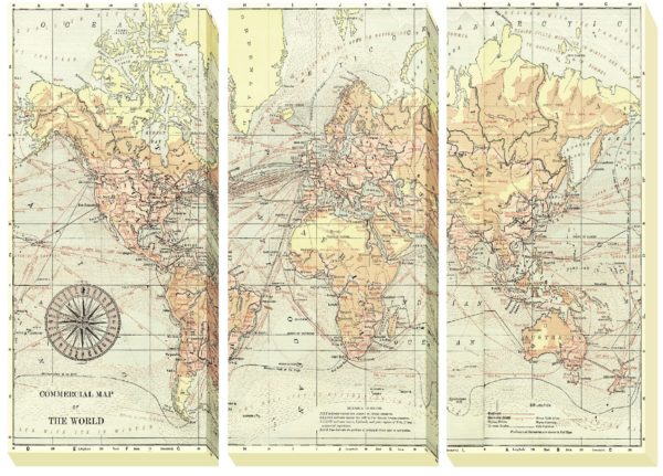 World Map Triptych CV9221