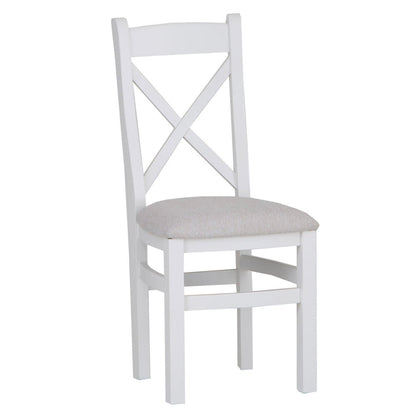 EA Dining White - Cross back chair fabric seat