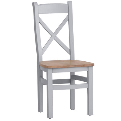 EA Dining Grey - Cross back chair wooden seat