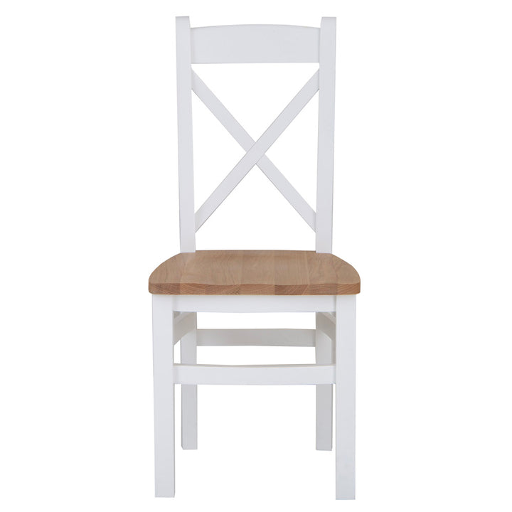 EA Dining White - Cross back chair wooden seat