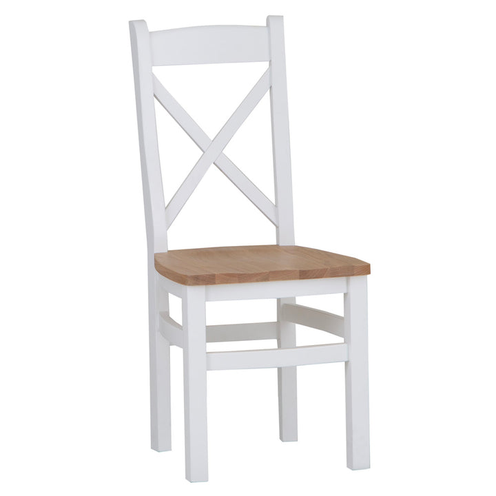EA Dining White - Cross back chair wooden seat