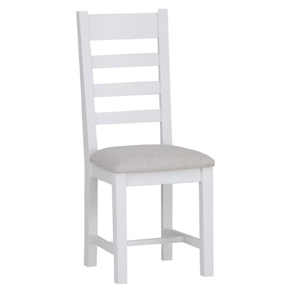 EA Dining White - Ladder back chair fabric seat