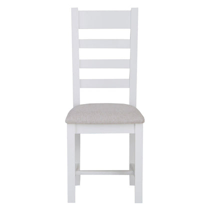 EA Dining White - Ladder back chair fabric seat