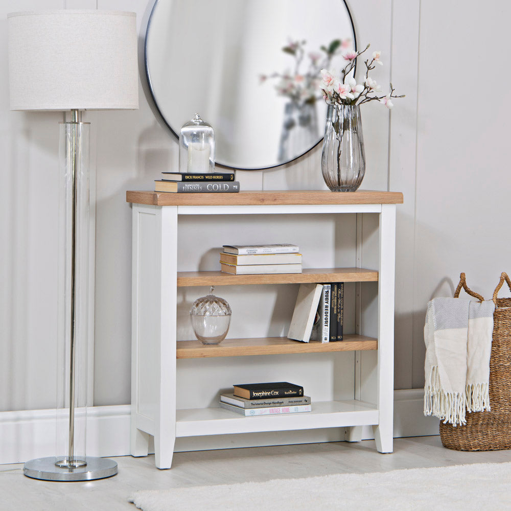 EA Dining White - Small wide bookcase