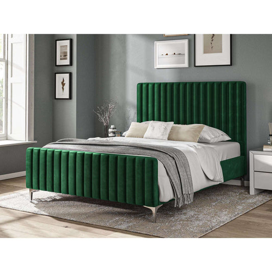 Fabric Bed Collection Green - 4'6 Fabric Bedframe