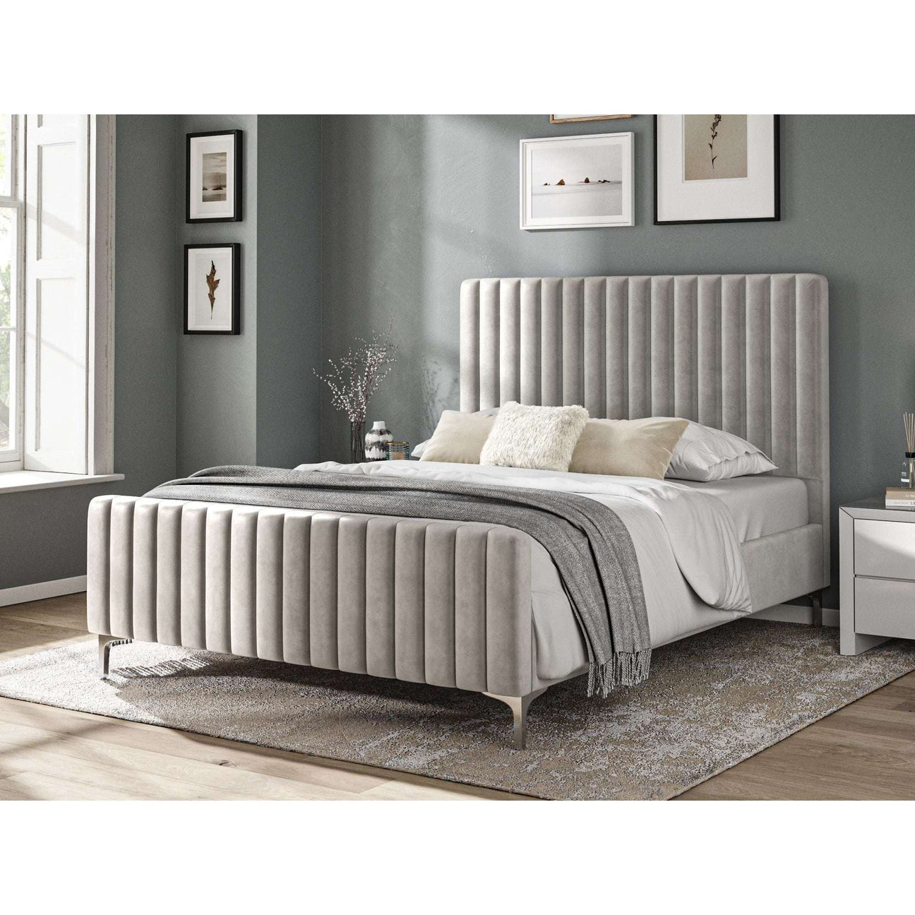 Fabric Bed Collection Silver - 4'6 Fabric Bedframe