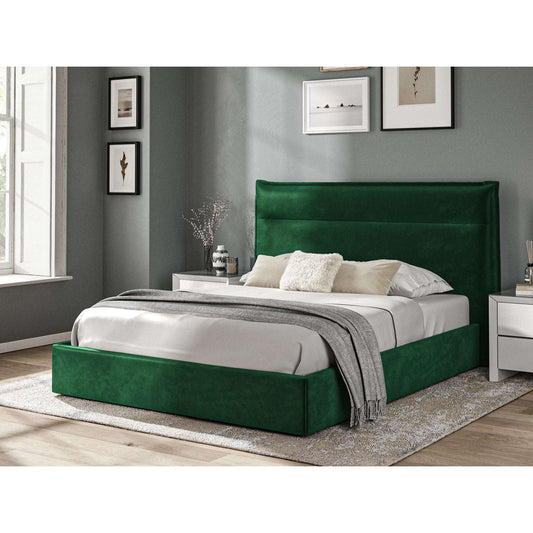 Fabric Bed Collection Green - 4'6 Fabric Bedframe Ottoman