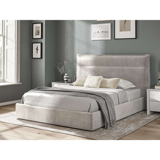 Fabric Bed Collection Silver - 4'6 Fabric Bedframe Ottoman