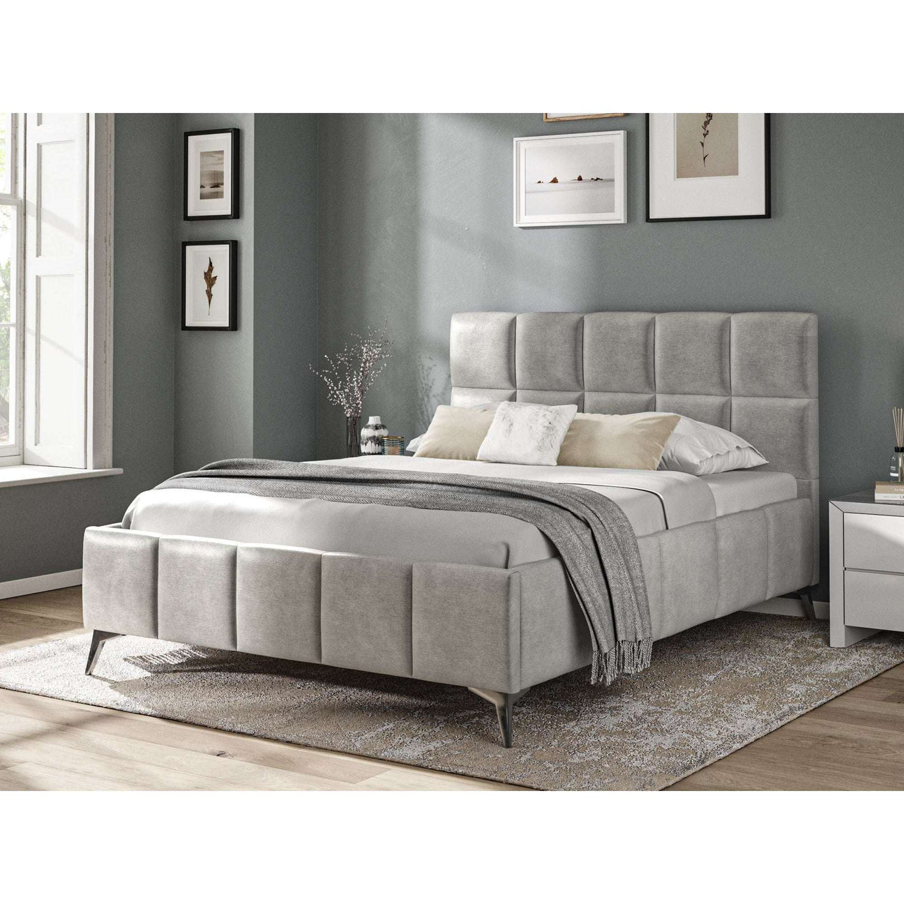 Fabric Bed Collection Grey - 4'6 Fabric Bedframe