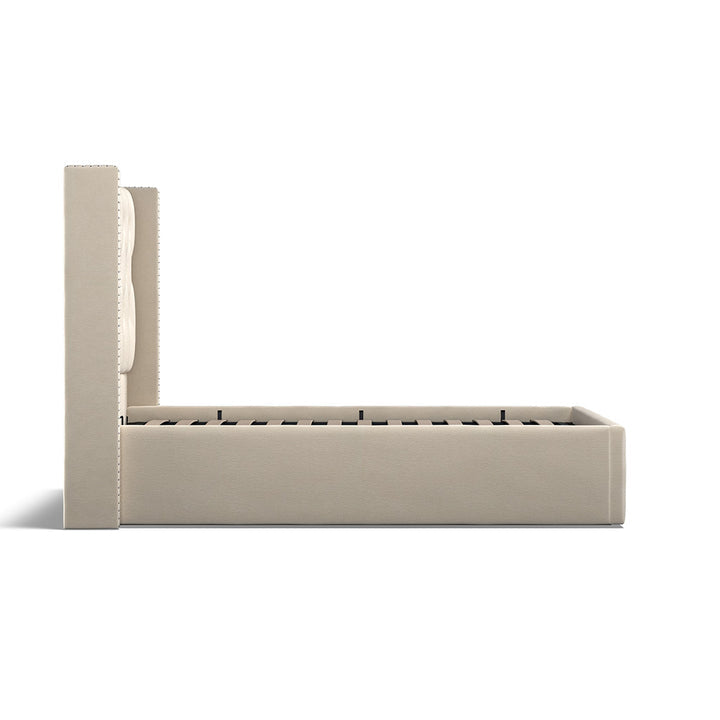 Fabric Bed Collection Beige - 4'6 Fabric Bedframe Ottoman