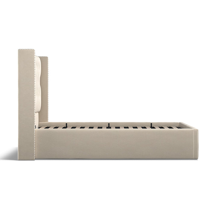 Fabric Bed Collection Beige - 5'0 Fabric Bedframe Ottoman