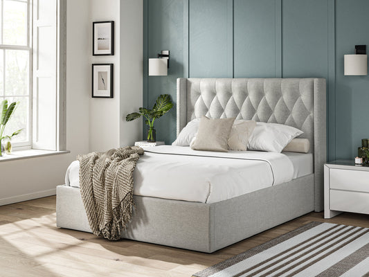 Fabric Bed Collection Grey - 5'0 Fabric Bedframe Ottoman