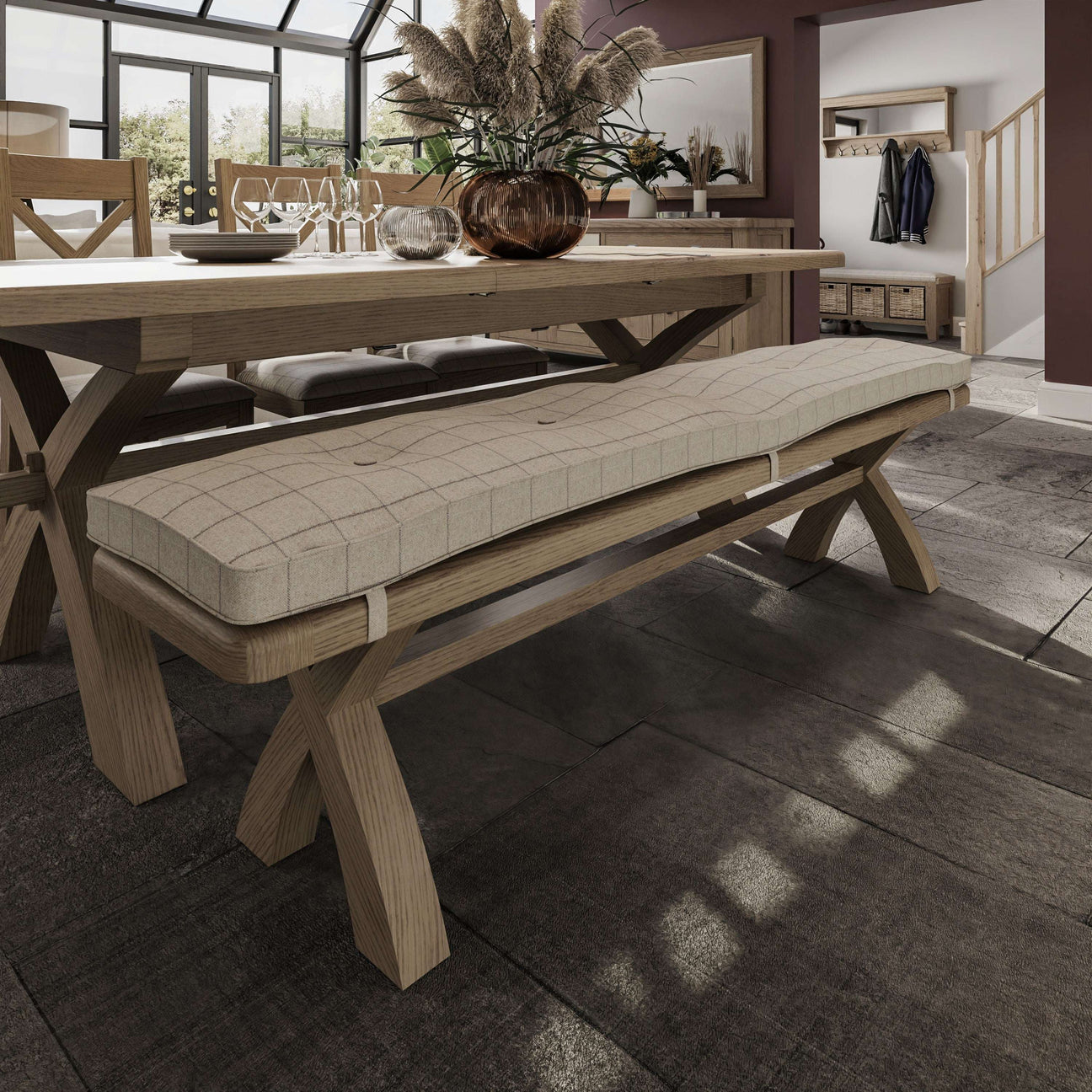 HO Dining - 2.0m Bench Cushion Natural Check