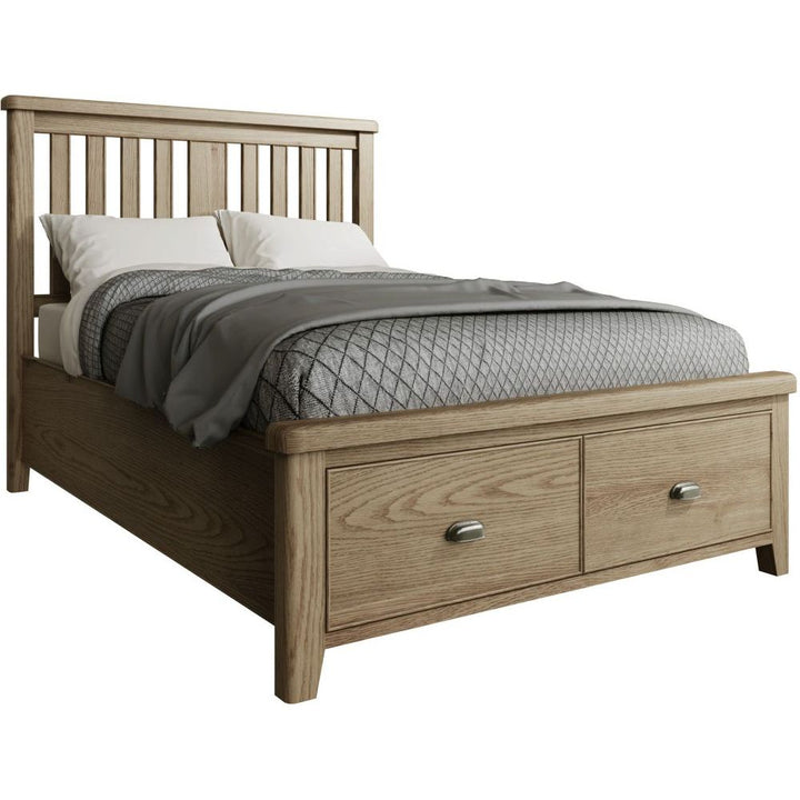 HO 4'6 Bed with Wooden Headboard and Drawer Footboard