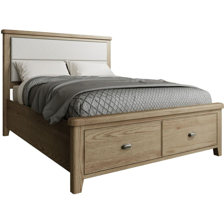 HO 5'0 Bed with Fabric Headboard and Drawer Footboard