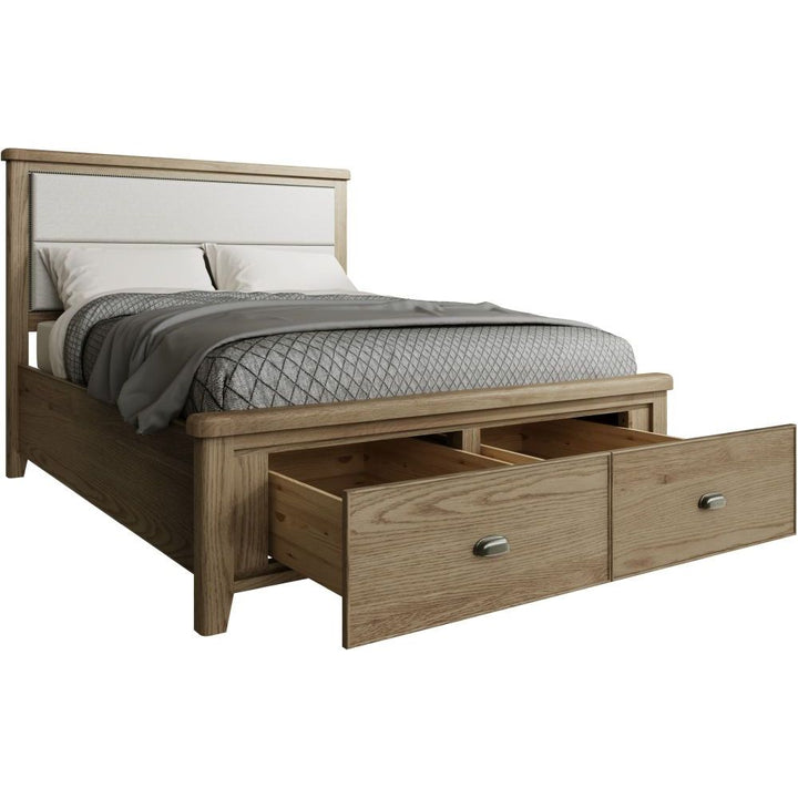 HO 5'0 Bed with Fabric Headboard and Drawer Footboard