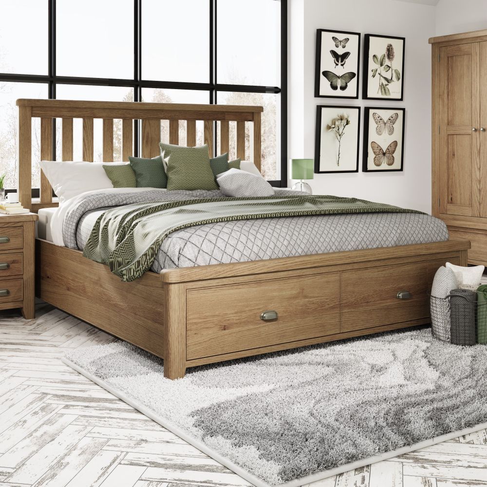 HO 6'0 Bed with Wooden Headboard and Drawer Footboard