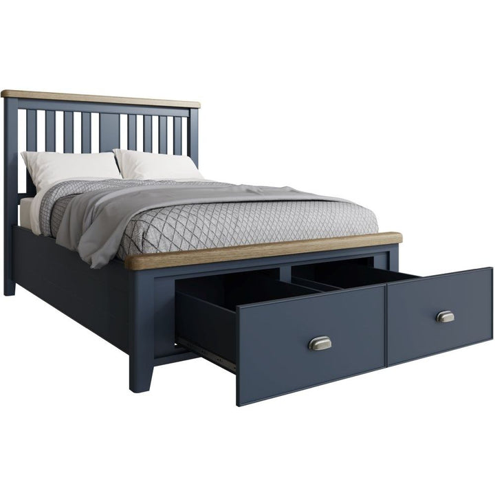 HOP 4'6 Bed with Wooden Headboard and Drawer Footboard