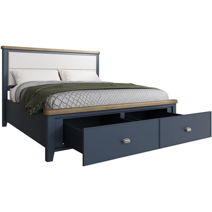 HOP 6'0 Bed with Fabric Headboard and Drawer Footboard