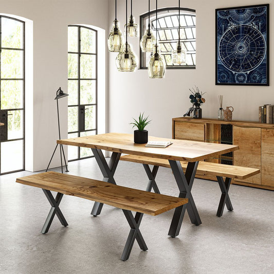 1.6m Dining Table with X Shaped Legs - Natural