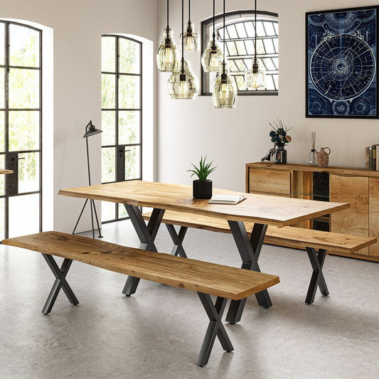 2.0 Dining Table with X Shaped Legs - Natural