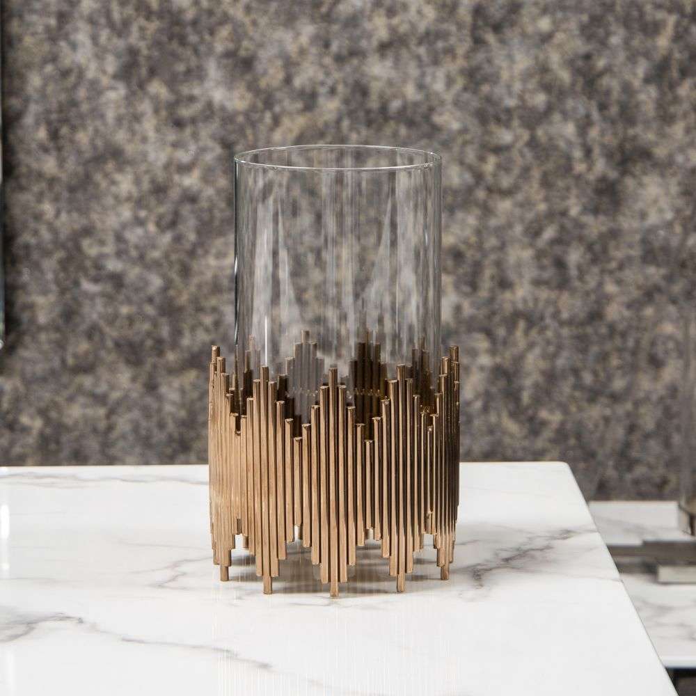 Mint Homeware - Rose Gold Plated & Glass Candle Holder - Medium