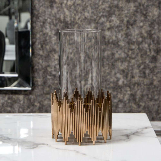 Mint Homeware - Rose Gold Plated & Glass Candle Holder - Large