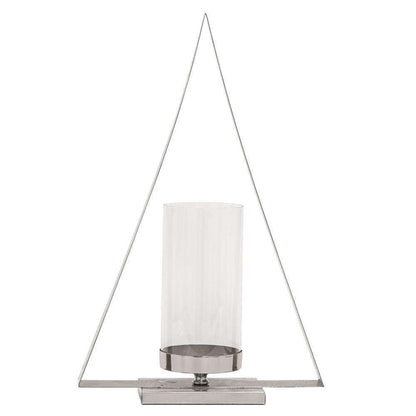 Mint Homeware - Triangle Nickel Plated & Glass Candle Holder - Medium